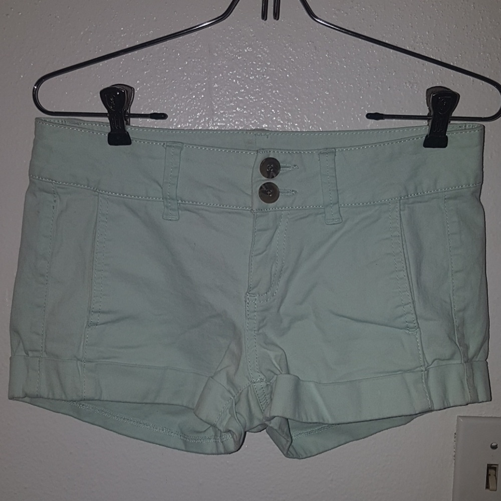 Express Mint Green Cotton Blend Shorts